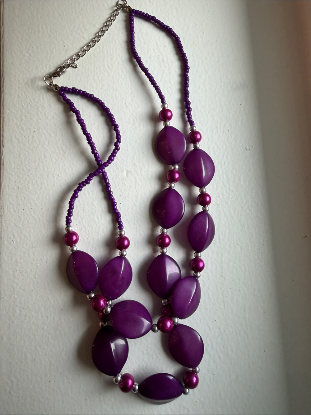 Stylish Purple Beaded Statement Necklace